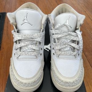 Air Jordan 3 Retro GD sz 4.5 White/Metallic Silver 2009